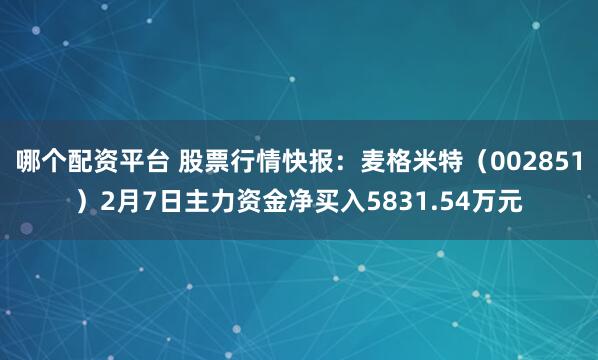 哪个配资平台 股票行情快报：麦格米特（002851）2月7日主力资金净买入5831.54万元